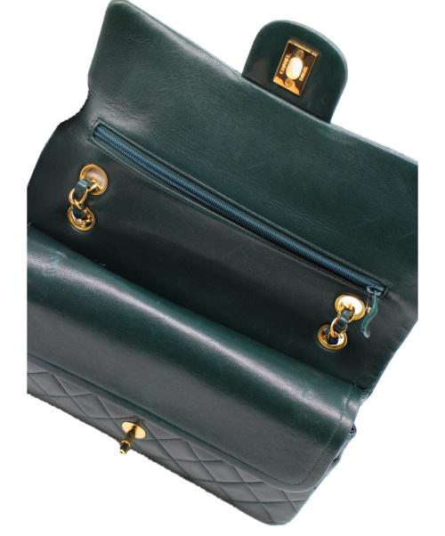 CHANEL（シャネル）CHANEL (シャネル) ダブルフラップマトラッセ ダークグリーン サイズ:25 マトラッセ 25 2495192の古着・服飾アイテム