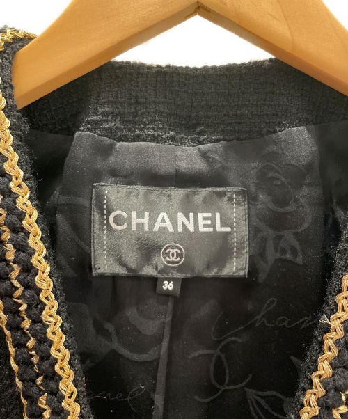 CHANEL（シャネル）CHANEL (シャネル) ココマークボタンツイードジャケット ブラック サイズ:36の古着・服飾アイテム