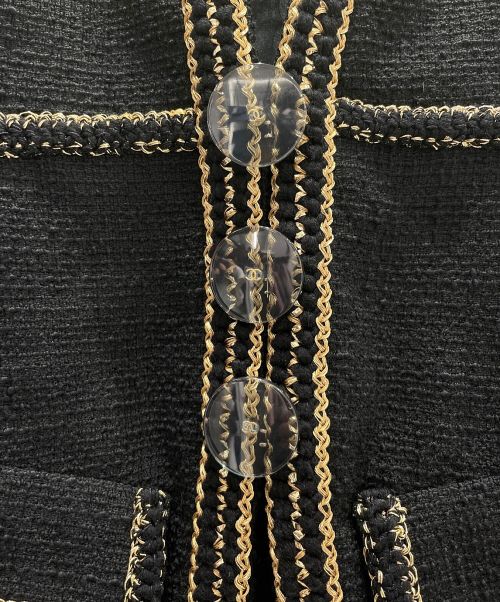 CHANEL（シャネル）CHANEL (シャネル) ココマークボタンツイードジャケット ブラック サイズ:36の古着・服飾アイテム