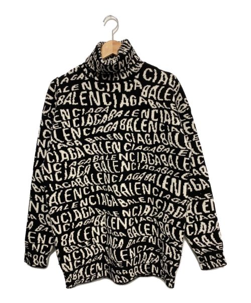 BALENCIAGA（バレンシアガ）BALENCIAGA (バレンシアガ) ロゴウェーブ タートルネック  ブラック サイズ:XSの古着・服飾アイテム