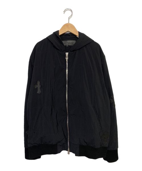 CHROME HEARTS（クロムハーツ）CHROME HEARTS (クロムハーツ) クロスパッチキルティングフーデッドジャケット ブラック サイズ:Ｌの古着・服飾アイテム