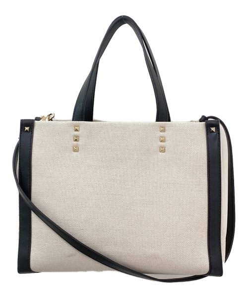 VALENTINO（ヴァレンティノ）VALENTINO (ヴァレンティノ) ガラヴァーニVLTN ロックスタッズ2WAYトートバッグ アイボリー×ブラック サイズ:-の古着・服飾アイテム