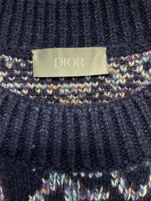 Dior（ディオール）Dior (ディオール) Oblique Wool Jacquard Sweater ネイビー サイズ:XLの古着・服飾アイテム