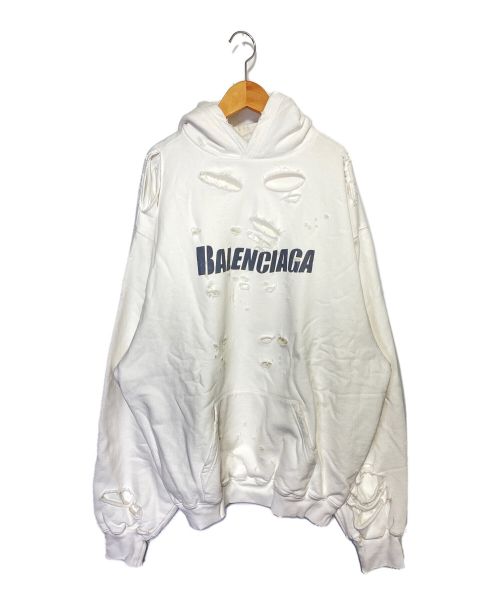 BALENCIAGA（バレンシアガ）BALENCIAGA (バレンシアガ) Destroyed Hoodie ホワイト サイズ:XXSの古着・服飾アイテム