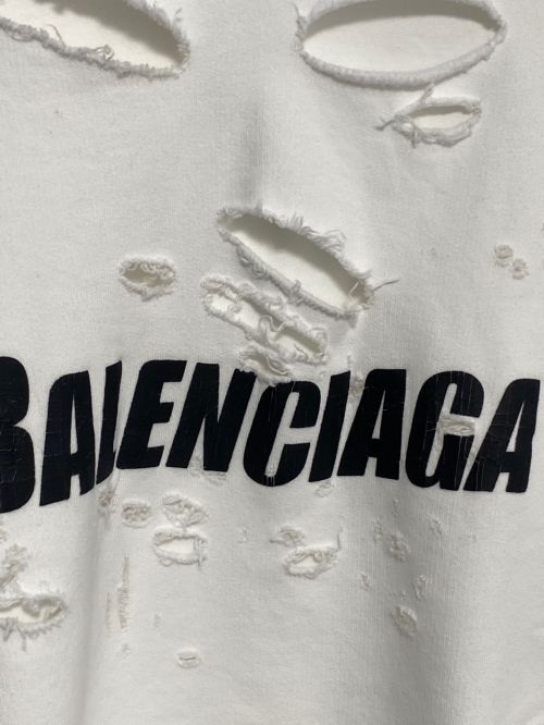 BALENCIAGA（バレンシアガ）BALENCIAGA (バレンシアガ) Destroyed Hoodie ホワイト サイズ:XXSの古着・服飾アイテム