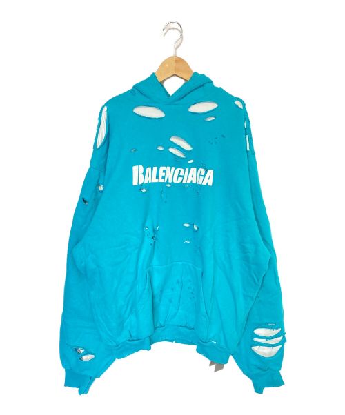 BALENCIAGA（バレンシアガ）BALENCIAGA (バレンシアガ) Destroyed Hoodie ブルー サイズ:XXSの古着・服飾アイテム
