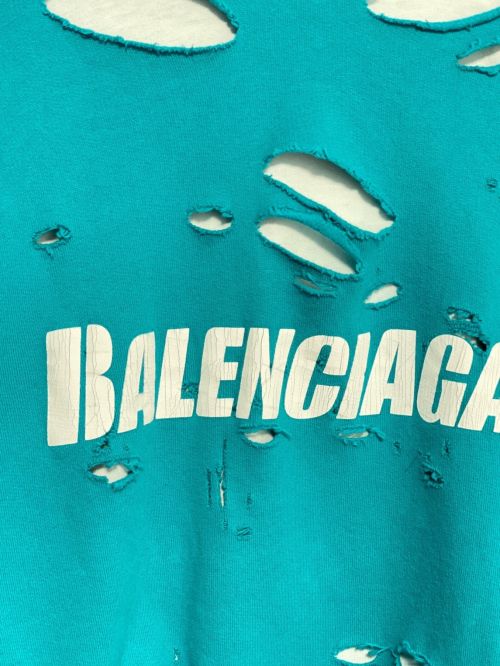 BALENCIAGA（バレンシアガ）BALENCIAGA (バレンシアガ) Destroyed Hoodie ブルー サイズ:XXSの古着・服飾アイテム