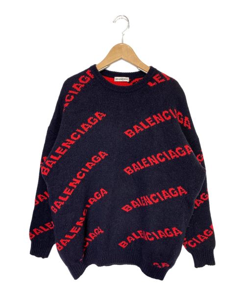BALENCIAGA（バレンシアガ）BALENCIAGA (バレンシアガ) ALL OVER LOGO KNIT ネイビー サイズ:XSの古着・服飾アイテム
