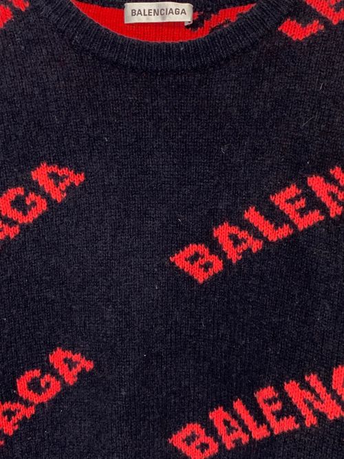 BALENCIAGA（バレンシアガ）BALENCIAGA (バレンシアガ) ALL OVER LOGO KNIT ネイビー サイズ:XSの古着・服飾アイテム