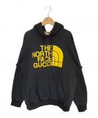 GUCCI×THE NORTH FACEグッチ×ザ ノース フェイス）の古着「フロントロゴプリントスウェットプルオーバーパーカー」｜ブラック