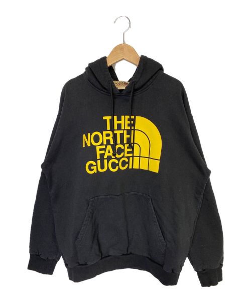 GUCCI（グッチ）GUCCI × THE NORTH FACE (グッチ × ザ ノースフェイス) フロントロゴプリントスウェットプルオーバーパーカー ブラック サイズ:Ｍの古着・服飾アイテム