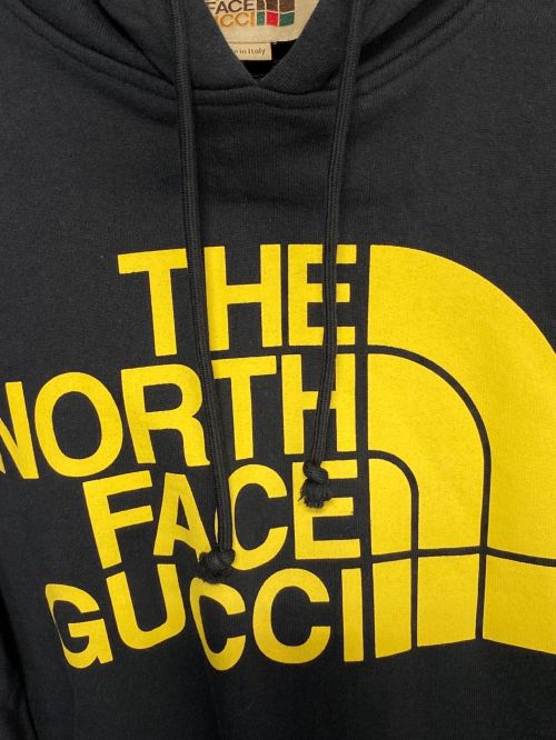 GUCCI（グッチ）GUCCI × THE NORTH FACE (グッチ × ザ ノースフェイス) フロントロゴプリントスウェットプルオーバーパーカー ブラック サイズ:Ｍの古着・服飾アイテム