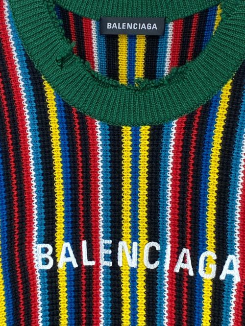 BALENCIAGA（バレンシアガ）BALENCIAGA (バレンシアガ) オーバーサイズストライプクルーネック マルチカラー サイズ:XSの古着・服飾アイテム