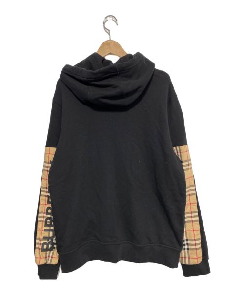BURBERRY（バーバリー）BURBERRY (バーバリー) ロゴプリント ヴィンテージチェック パネル コットン フーデ ブラック サイズ:Mの古着・服飾アイテム