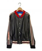 GUCCIグッチ）の古着「HOOLYWOOD アップリケ シープ レザー ジャケット」｜ブラック