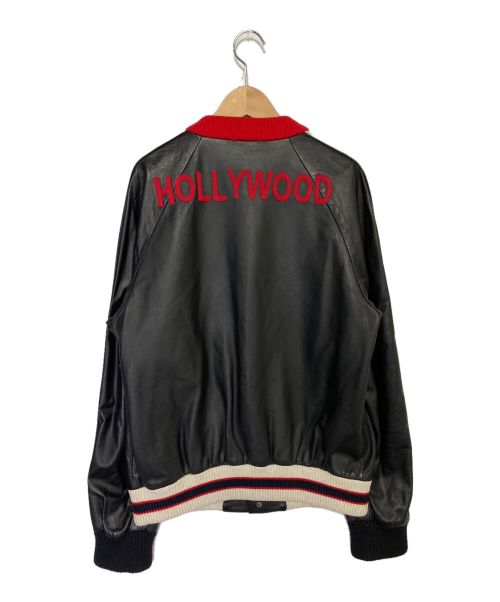 GUCCI（グッチ）GUCCI (グッチ) HOOLYWOOD アップリケ シープ レザー ジャケット ブラック サイズ:XLの古着・服飾アイテム