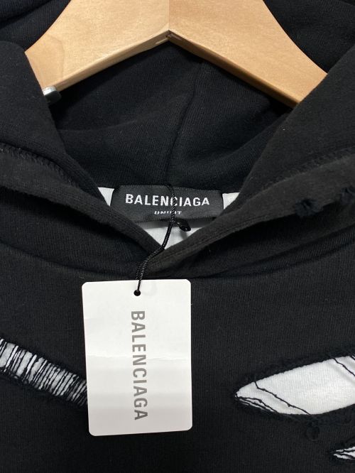 BALENCIAGA（バレンシアガ）BALENCIAGA (バレンシアガ) Destroyed Hoodie ブラック サイズ:XXS 未使用品の古着・服飾アイテム
