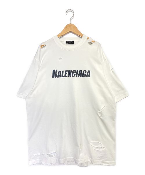 BALENCIAGA（バレンシアガ）BALENCIAGA (バレンシアガ) Destroyed Flatground Tee  ホワイト サイズ:XXSの古着・服飾アイテム