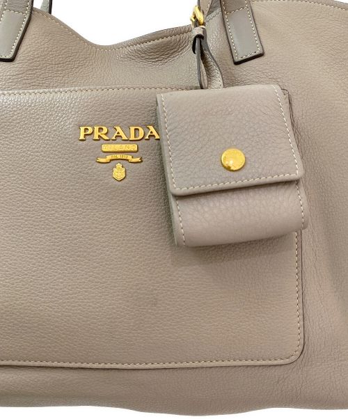 PRADA（プラダ）PRADA (プラダ) レザートートバッグ ベージュ サイズ:-の古着・服飾アイテム