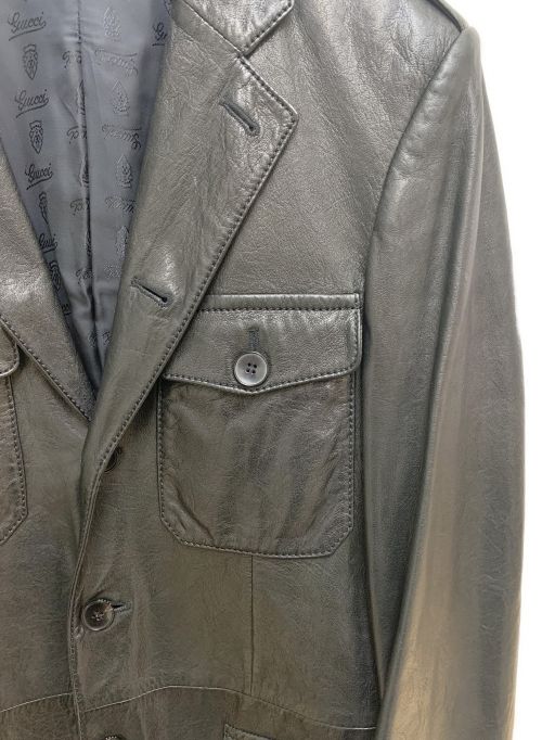 GUCCI（グッチ）GUCCI (グッチ) レザージャケット ブラック サイズ:44の古着・服飾アイテム