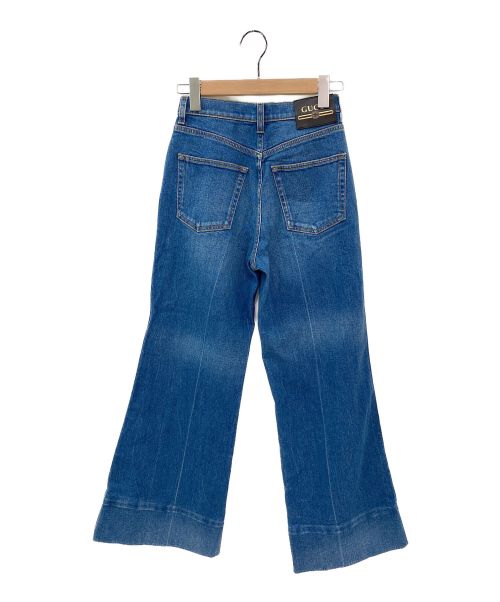 GUCCI（グッチ）GUCCI (グッチ) GUCCI Label付き ウォッシュドデニムフレアパンツ ブルー サイズ:22インチ/イタリアサイズの古着・服飾アイテム