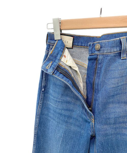 GUCCI（グッチ）GUCCI (グッチ) GUCCI Label付き ウォッシュドデニムフレアパンツ ブルー サイズ:22インチ/イタリアサイズの古着・服飾アイテム