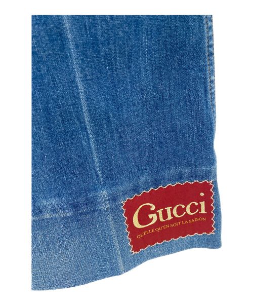 GUCCI（グッチ）GUCCI (グッチ) GUCCI Label付き ウォッシュドデニムフレアパンツ ブルー サイズ:22インチ/イタリアサイズの古着・服飾アイテム