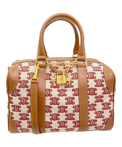 CELINE（セリーヌ）CELINE (セリーヌ) トリオンフ エンブロイダリー スモールボストン ブラウン サイズ:-の古着・服飾アイテム
