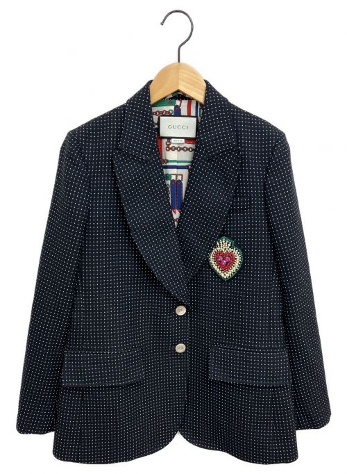 GUCCI（グッチ）GUCCI (グッチ) テーラードジャケット ネイビー サイズ:40の古着・服飾アイテム