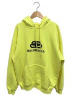 BALENCIAGAバレンシアガ）の古着「フロントBB・BALENCIAGAロゴプリントパーカー」｜イエロー