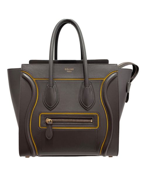 CELINE（セリーヌ）CELINE (セリーヌ) ラゲージマイクロショッパー ダークブラウン×イエロー サイズ:-の古着・服飾アイテム