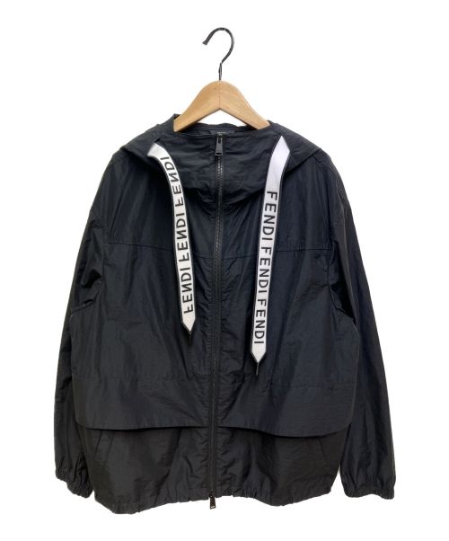 FENDI（フェンディ）FENDI (フェンディ) ロゴテープウインドブレーカージャケットブルゾン ブラック サイズ:44の古着・服飾アイテム