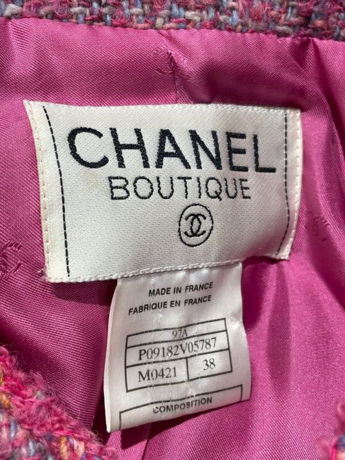 CHANEL（シャネル）CHANEL (シャネル) ココマークツイードジャケット ピンク サイズ:36の古着・服飾アイテム