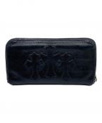 CHROME HEARTSクロムハーツ）の古着「WALLET REC F ZIP#2 3CEMETERY BLACK HEAVY LEATHER」｜ブラック