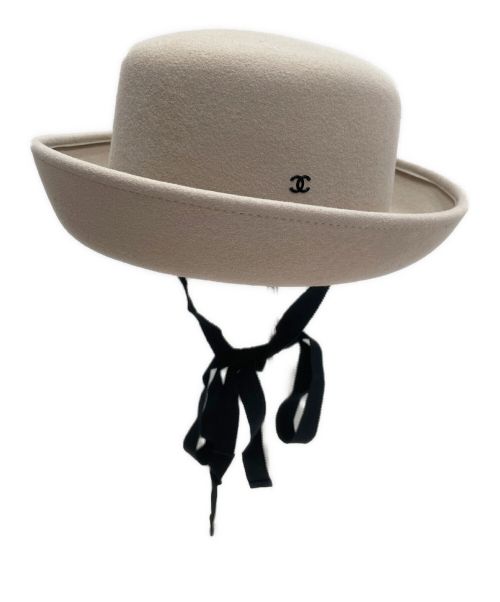 CHANEL（シャネル）CHANEL (シャネル) フェルトハット ベージュ サイズ:Ｍの古着・服飾アイテム