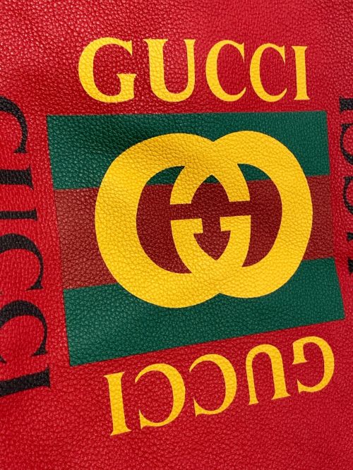 GUCCI（グッチ）GUCCI (グッチ) Gucci プリント ドローストリング バックパック レッド サイズ:-の古着・服飾アイテム