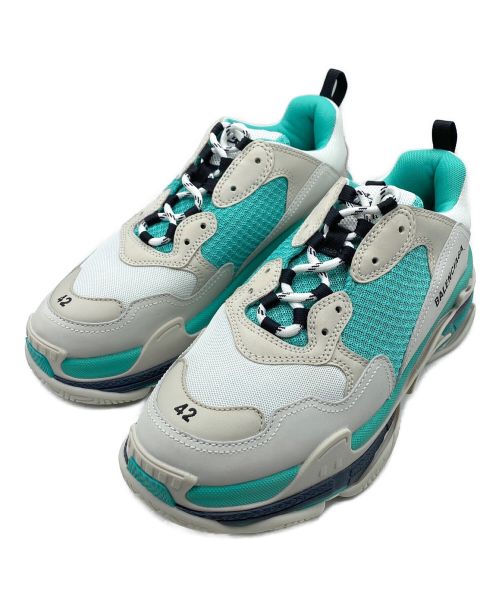 BALENCIAGA（バレンシアガ）BALENCIAGA (バレンシアガ) TRIPLE S TRAINERS グレー×グリーン サイズ:SIZE 42の古着・服飾アイテム