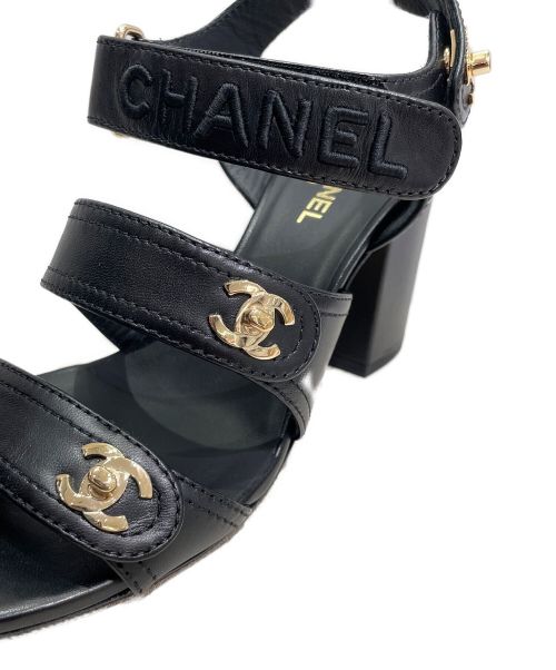 CHANEL（シャネル）CHANEL (シャネル) ターンロックCOCO サンダル ブラック サイズ:38 未使用品の古着・服飾アイテム