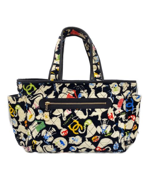 CHANEL（シャネル）CHANEL (シャネル) キルティングトートバッグ ブラック×ホワイト サイズ:-の古着・服飾アイテム