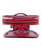 CHANELシャネル）の古着「クリアバニティバッグ」｜クリア×レッド