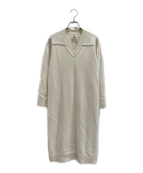 HERMES（エルメス）HERMES (エルメス) セリエワンポイントカシミヤニットワンピース ホワイト サイズ:38の古着・服飾アイテム