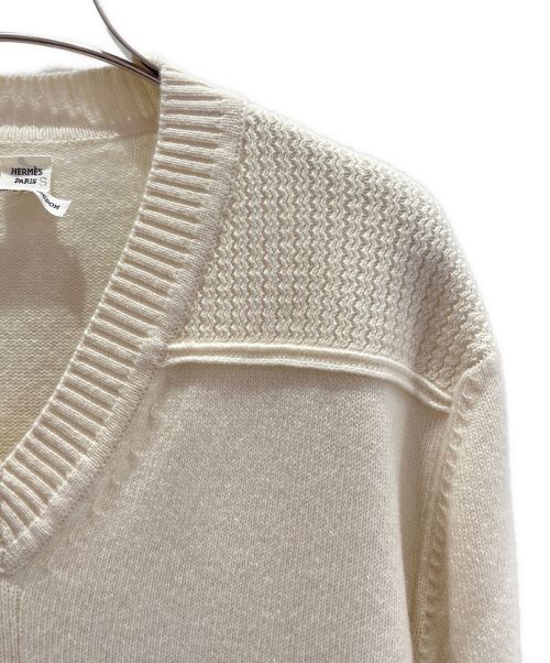 HERMES（エルメス）HERMES (エルメス) セリエワンポイントカシミヤニットワンピース ホワイト サイズ:38の古着・服飾アイテム