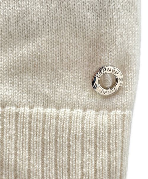 HERMES（エルメス）HERMES (エルメス) セリエワンポイントカシミヤニットワンピース ホワイト サイズ:38の古着・服飾アイテム