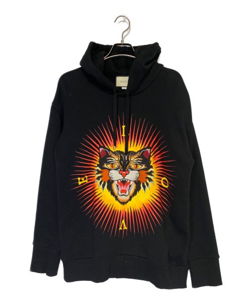 GUCCI（グッチ）GUCCI (グッチ) アングリーキャットプルオーバーパーカー ブラック サイズ:XSの古着・服飾アイテム