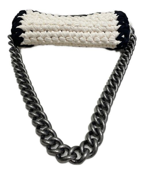 CHANEL（シャネル）CHANEL (シャネル) クロシェチェーンショルダーバッグ ホワイト×ブラック サイズ:-の古着・服飾アイテム
