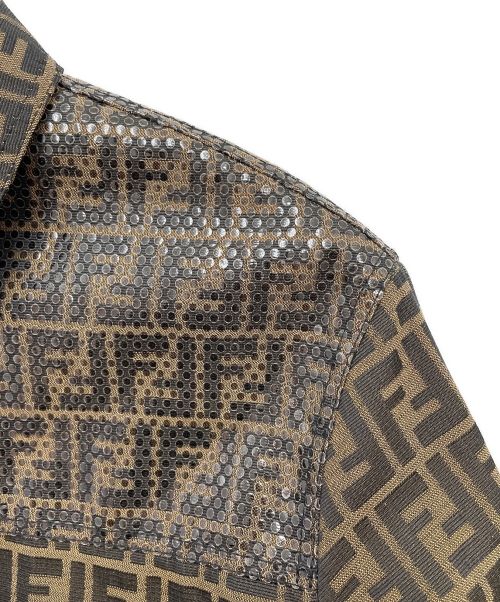 FENDI（フェンディ）FENDI (フェンディ) ズッカ柄オーバーサイズジャケット ブラウン サイズ:42の古着・服飾アイテム