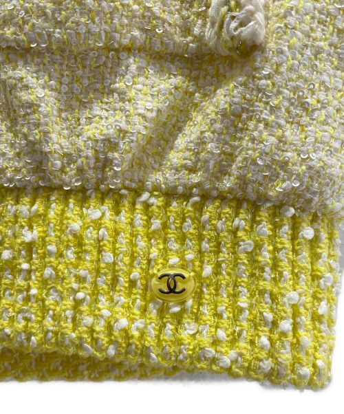CHANEL（シャネル）CHANEL (シャネル) ツイードセットアップ ブルゾン&ワイドパンツ イエロー サイズ:36＆38の古着・服飾アイテム