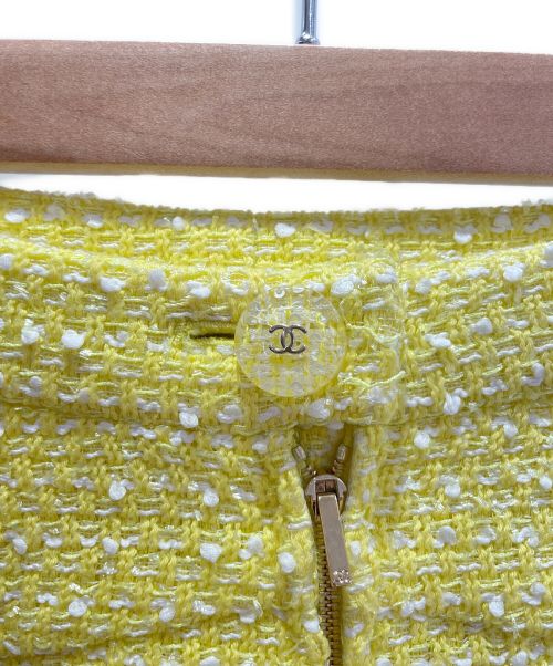 CHANEL（シャネル）CHANEL (シャネル) ツイードセットアップ ブルゾン&ワイドパンツ イエロー サイズ:36＆38の古着・服飾アイテム