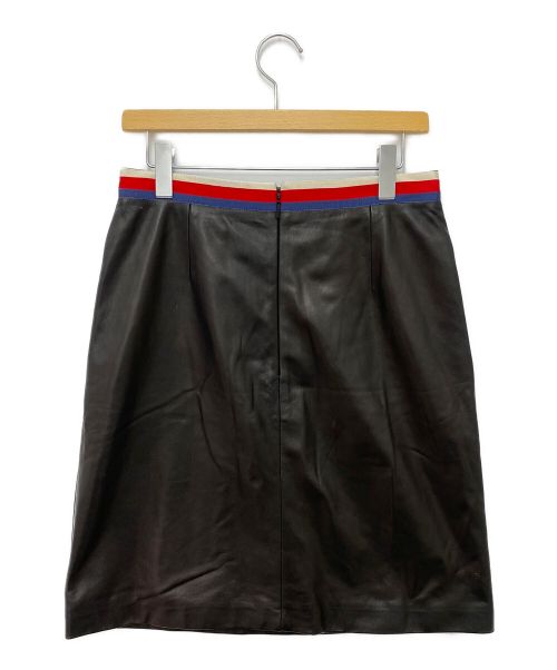 GUCCI（グッチ）GUCCI (グッチ) トリコロールラインレザースカート ブラック サイズ:44の古着・服飾アイテム