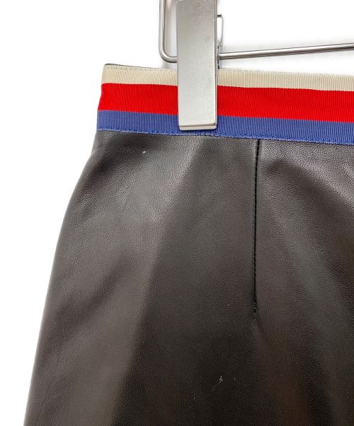 GUCCI（グッチ）GUCCI (グッチ) トリコロールラインレザースカート ブラック サイズ:44の古着・服飾アイテム